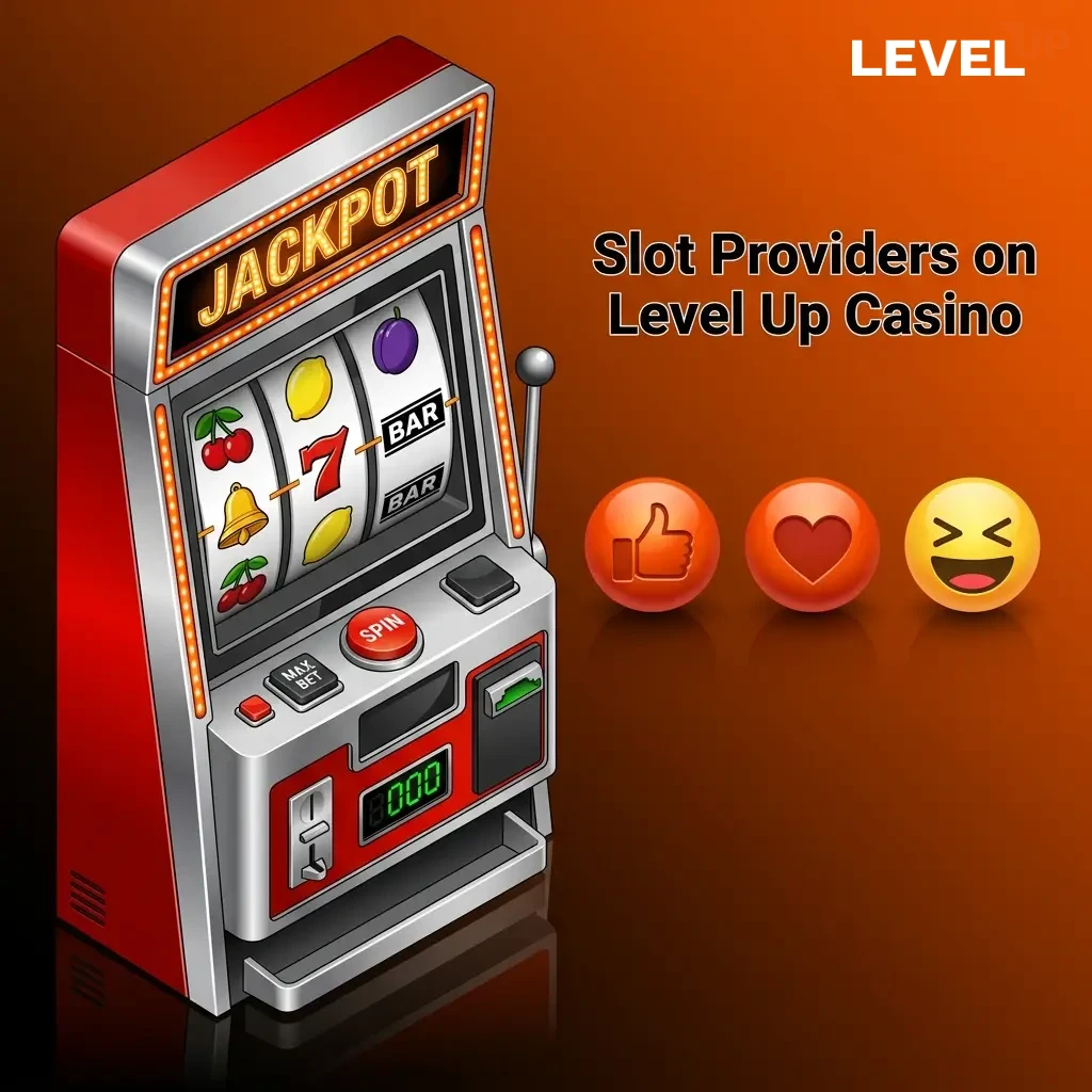 Logos of top slot providers at Level Up Casino including Pragmatic Play, NetEnt, and Microgaming